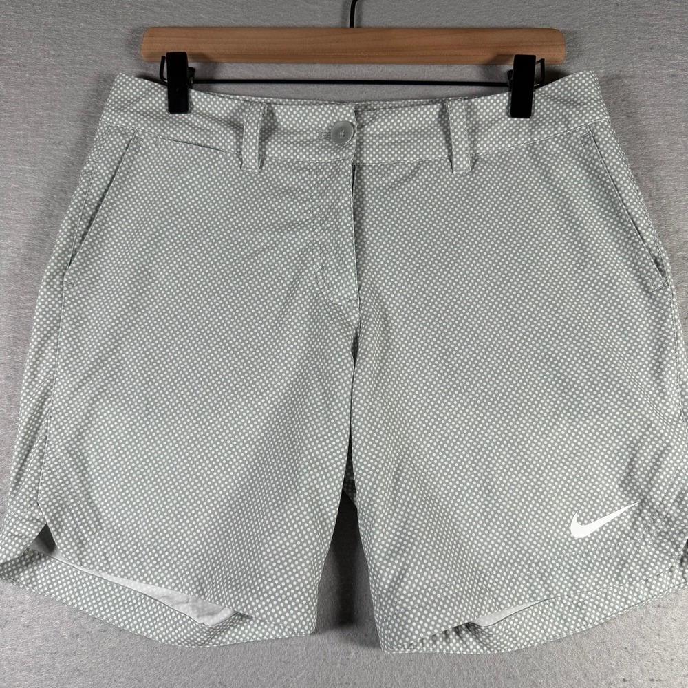 Nike Golf Tour Performance Dri-FIT Grey Polka Dot Shorts Womens 32 640428-088‎